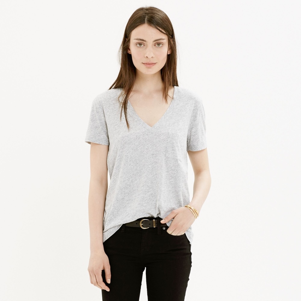 Madewell Grey Cotton V Neck